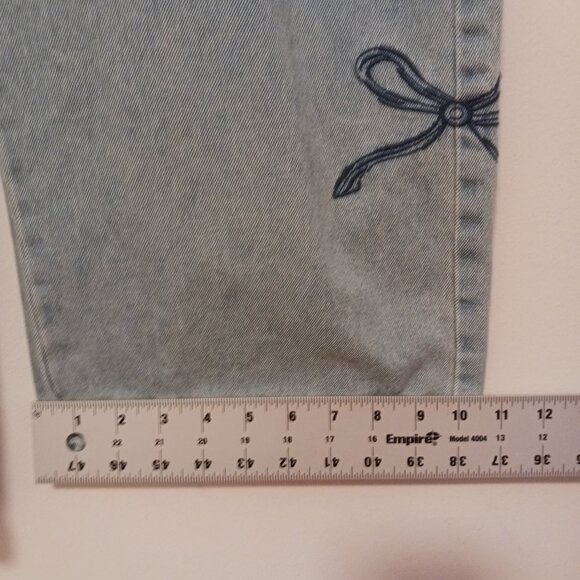 Dazy Wide Leg High Rise Jeans W/ Stitched Ribbons On Sides LRG (14 1/4 " Waist) - Picture 14 of 15